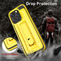 Shockproof Armor Carbon Fiber Texture Case With Hidden Fold Bracket For iPhone 14 13 series