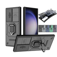 Shockproof Hybrid Armor Slide Camera Lens Case With Magnetic Holder Ring For Samsung Galaxy S23 series