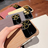 Slim Wood Pattern Frameless Lens Protector Hard PC Case For iPhone 14 13 12 series