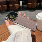 Slim Wood Pattern Frameless Lens Protector Hard PC Case For iPhone 14 13 12 series