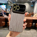 Slim Wood Pattern Frameless Lens Protector Hard PC Case For iPhone 14 13 12 series