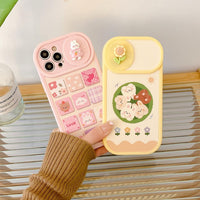 Cute Rabbit Kawaii Cartoons Sliding Camera Lens Protection Case For iPhone 14 13 12 series