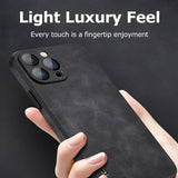 Soft Leather Case with Lens Film Protection for iPhone 14 13 12 series