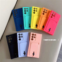 Soft Silicone Wallet Card Holder Shockproof Case For Samsung Galaxy S23 S22 S21 series