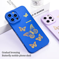 Solid Color Butterfly Silicone Case for iPhone 14 13 12 series