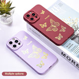 Solid Color Butterfly Silicone Case for iPhone 14 13 12 series