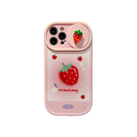 Cute Strawberry Avocado Sliding Camera Lens Protection Case For iPhone 14 13 12 series