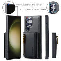 Wireless Charging Magnetic Card Holder Leather Wallet Case For Samsung Galaxy S24 S23 S22 series
