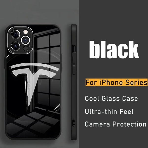 Super Electric Car Tempered Glass Case For iPhone 14 13 12 series