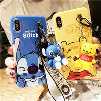 Super cute Stitch Mini Pooh Mikey Dinosaur Case for iPhone 6 7 8 Plus X XR XS MAS