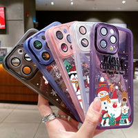 Christmas Cartoon New Year Transparent Silicone Case For iPhone 15 14 13 12 series