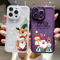 Christmas Cartoon New Year Transparent Silicone Case For iPhone 15 14 13 12 series