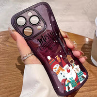 Christmas Cartoon New Year Transparent Silicone Case For iPhone 15 14 13 12 series