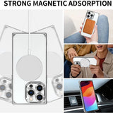 Transparent Electroplated Glossy Square Corners Magsafe Magnetic Ring Shockproof Case For iPhone 15 14 13 series