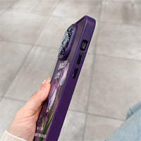 Transparent Tulip Flower Camera Film Protector Hard PC Case For iPhone 14 13 12 series