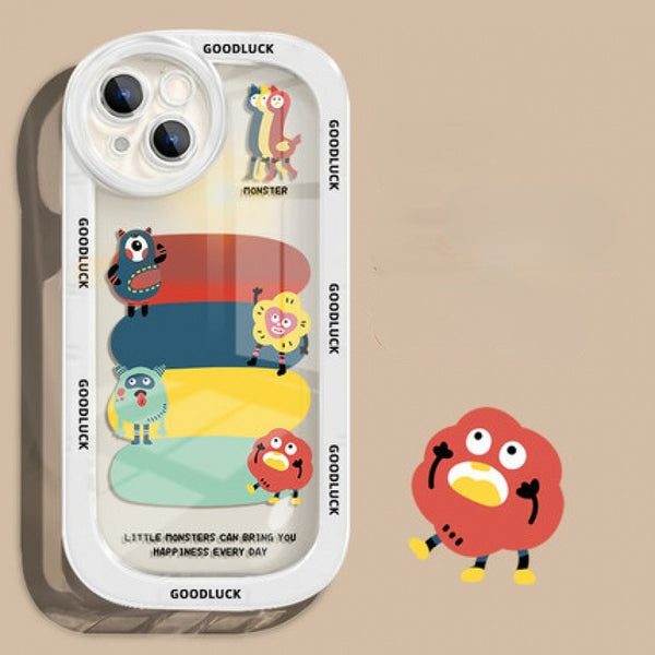 Transparent Colorful Little Monster Fall Resistant Soft Case For iPhone 14 13 12 series