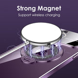 Transparent Magnetic Stand Bracket Glass Lens Film Cases For iPhone 15 14 13 12 series