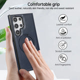 PU Leather Magnetic MagSafe Case with Ring Stand For Samsung Galaxy S24 S23 S22 Ultra Plus