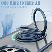 Ultra Thin Borderless Ring Holder Folding Bracket Matte Transparent Hard TPU Case For iPhone 15 14 13 12 series