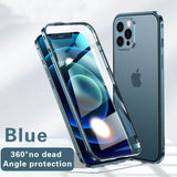 New 360° Full Protection Magnetic Adsorption Metal Glass Phone Case For iPhone 13 12 11 Series