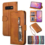 Leather Flip Wallet Zipper Case For Samsung Galaxy S9 Plus S8 S10 Note 10+ 8 9