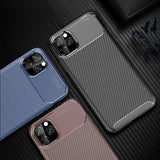 Carbon Fiber Texture Soft Silicone Shockproof Back Cover for iPhone 11 Pro 11 Pro Max