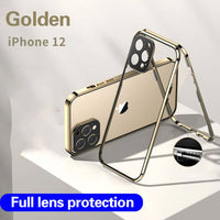 New 360° Full Protection Magnetic Adsorption Metal Glass Phone Case For iPhone 13 12 11 Series