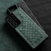 Luxury Artificial Alcantara Leather Weave Case for Samsung Galaxy S21 S20 Note 20 Series