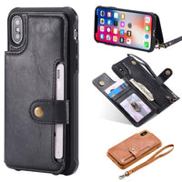 For iPhone X XR XS Max Flip Leather Wallet Phone Case with Handle