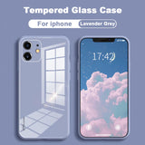 Luxury Square Tempered Glass Silicone Case For iPhone 12 11 Series