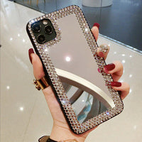 Luxury Fashion Diamond Glitter Bling Makeup Mirror Phone Case for iPhone 12 11 Series