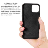Retro Soft Silicone Edge Solid Wood Shockproof Back Cover For iPhone 11 Series