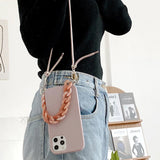 Crossbody Lanyard Necklace Marble Chain Silicone Case for iPhone 12 Series