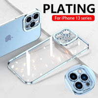 Plating Color Bumper Clear Camera Protector Case for iPhone 13 12 11 S