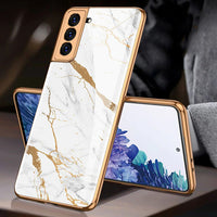 Luxury Plating Glass Anti knock Protection Hard Cover Case For Samsung S21 Ultra Plus 5G