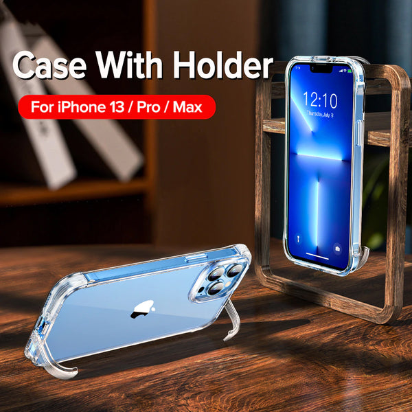 iPhone 13 Pro Max Transparent Case With Four-Corner Bracket Shockproof Stable Holder
