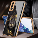 Luxury Plating Glass Anti knock Protection Hard Cover Case For Samsung S21 Ultra Plus 5G