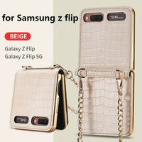 Luxury Mirror Makeups Case with Chain Strap for Samsung Z Flip 5G