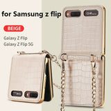 Luxury Mirror Makeups Case with Chain Strap for Samsung Z Flip 5G