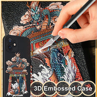 3D Embossed Leather Deer Dragon Full Protect Lens Shockproof Case for iPhone 12 11 Series