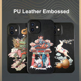 3D Embossed Leather Deer Dragon Full Protect Lens Shockproof Case for iPhone 12 11 Series