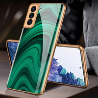 Luxury Plating Glass Anti knock Protection Hard Cover Case For Samsung S21 Ultra Plus 5G