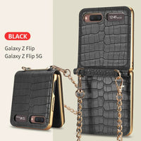 Luxury Mirror Makeups Case with Chain Strap for Samsung Z Flip 5G