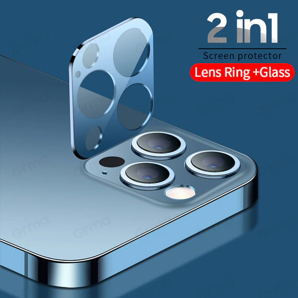2 in 1 Metal Temered Glass Camera Lens for iPhone 12 11 Series