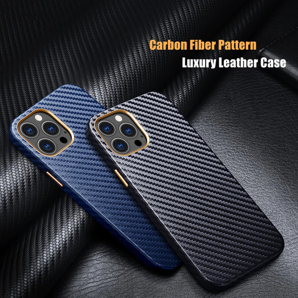 High end Leather Carbon Fiber Pattern Protective Case for iPhone 12 11 Series
