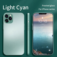 Original Square Frosted Tempered Glass Case For iPhone 13 12 11 Series