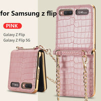 Luxury Mirror Makeups Case with Chain Strap for Samsung Z Flip 5G