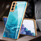 Luxury Plating Glass Anti knock Protection Hard Cover Case For Samsung S21 Ultra Plus 5G
