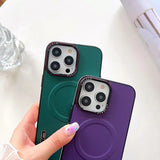 Vegan Leather Magsafe Elegant Solid Color TPU Matte Case For iPhone 15 14 13 12 series