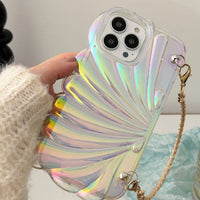 Colorful Clam Shell Vintage Metal Carved Bracelet Strap Case For iPhone 14 13 12 series